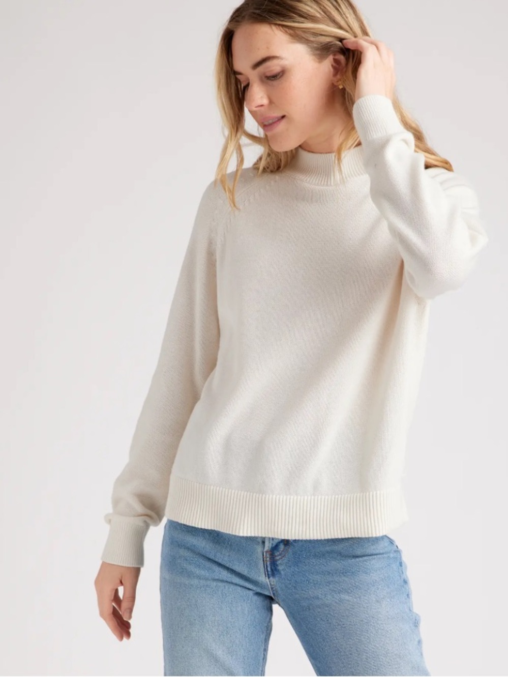 Quince Organic cotton Mock Neck Sweater Size Large